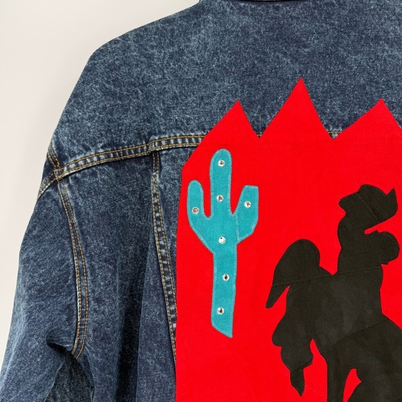Vintage Jordache Denim Oversized Jacket Western Rodeo Ranch Custom Suede M - Picture 11 of 12